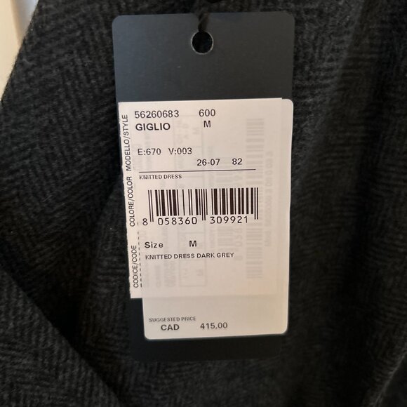 Weekend Max Mara Giglio Wrap Herringbone Grey Sheath Midi Dress Size M - Picture 4 of 7